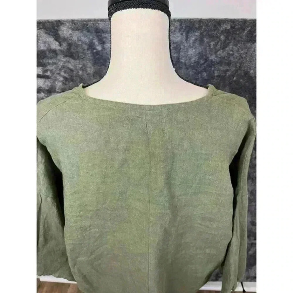 SOLD NWT Bryn Walker Bingley Shift Linen Dress Size M Olive Green Half Sleeve - Picture 9 of 13